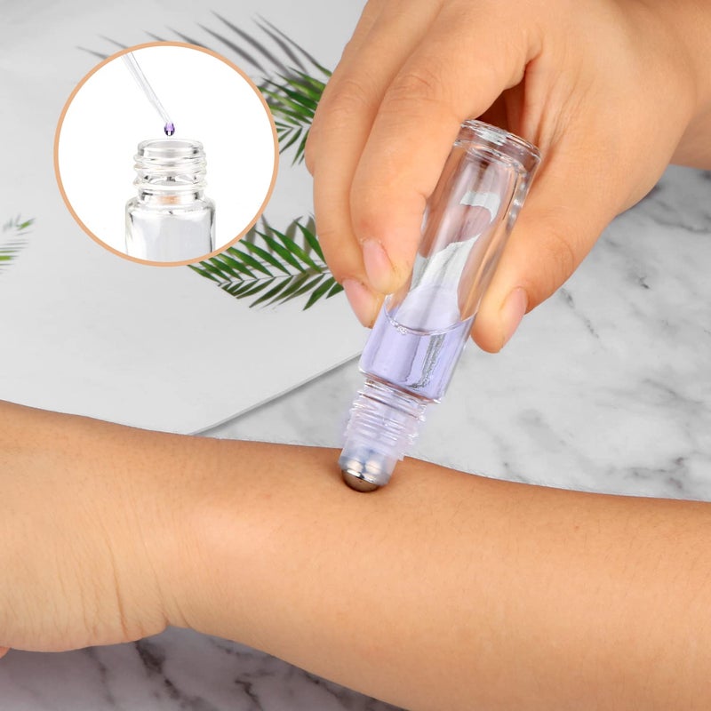 glasstore زجاجات رول أون فارغة قابلة لإعادة التعبئة، زجاجة رول أون 10 مل من الخيزران لعطور الزيوت الأساسية، زجاجات عينة مع كرة رولر من الفولاذ المقاوم للصدأ وغطاء من الخيزران، 12 قطعة - Image 3